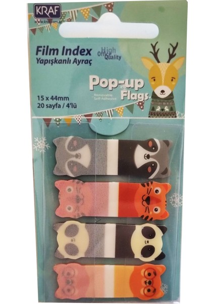 Film Index Kraf Yapışkanlı Ayraç Pop Up Flags 20 Sayfa 4 Renk Desen Seçmeli 1 Paket