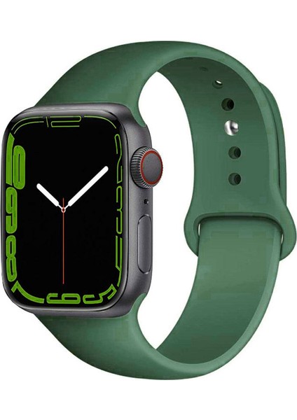 CaseWorld Apple Watch 2/ 3/ 4/ 5/ 6/ 7/ 8/ Se Uyumlu Kayış 38/ 40/ 41mm Yumuşak Renkli Silikon Large Kordon - Yeşil