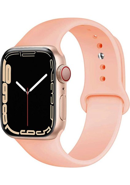 CaseWorld Apple Watch 2/ 3/ 4/ 5/ 6/ 7/ 8/ Se/ Ultra Kayış 42/ 44/ 45/ 49mm Yumuşak Renkli Silikon Large Kordon - Rose Gold
