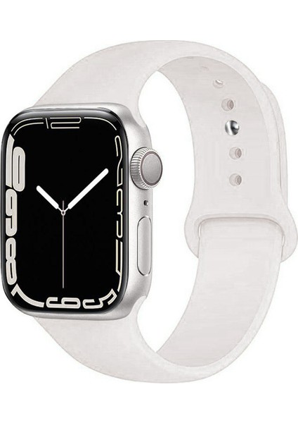 CaseWorld Apple Watch 2/ 3/ 4/ 5/ 6/ 7/ 8/ Se/ Ultra Kayış 42/ 44/ 45/ 49mm Yumuşak Renkli Silikon Large Kordon - Fildişi