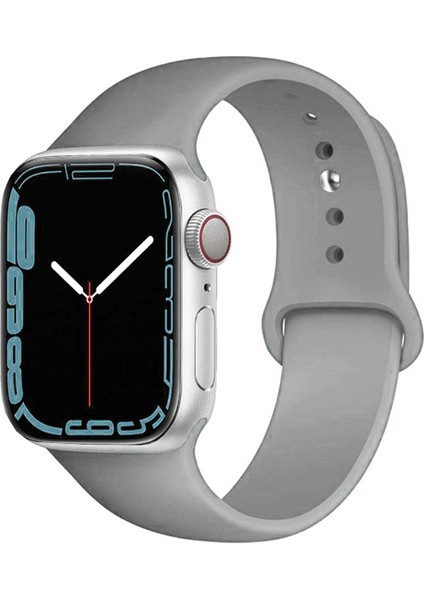 CaseWorld Apple Watch 2/ 3/ 4/ 5/ 6/ 7/ 8/ Se Uyumlu Kayış 38/ 40/ 41mm Yumuşak Renkli Silikon Large Kordon - Koyu Gri