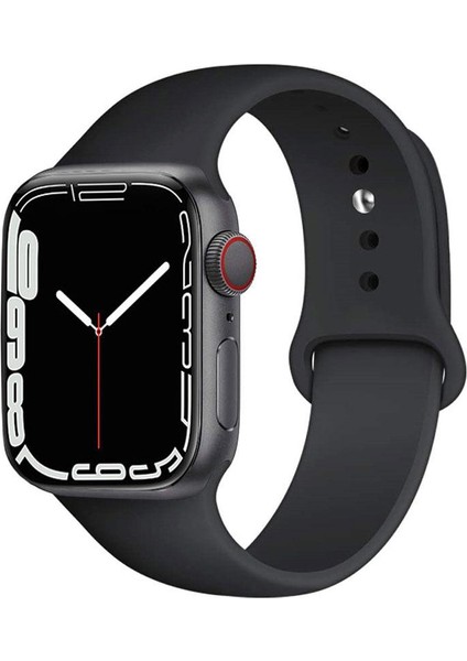 CaseWorld Apple Watch 2/ 3/ 4/ 5/ 6/ 7/ 8/ Se Uyumlu Kayış 38/ 40/ 41mm Yumuşak Renkli Silikon Large Kordon - Siyah