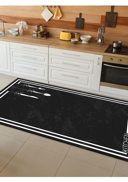 Makinede Yıkanabilir Kaymaz Taban Leke Tutmaz Dijital Baskı Mutfak Halısı