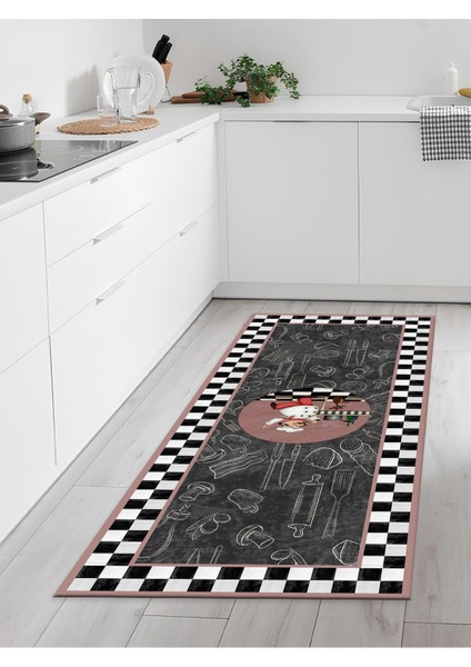Makinede Yıkanabilir Kaymaz Taban Leke Tutmaz Dijital Baskı Mutfak Halısı