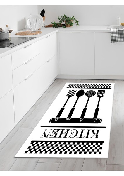 Makinede Yıkanabilir Kaymaz Taban Leke Tutmaz Dijital Baskı Mutfak Halısı