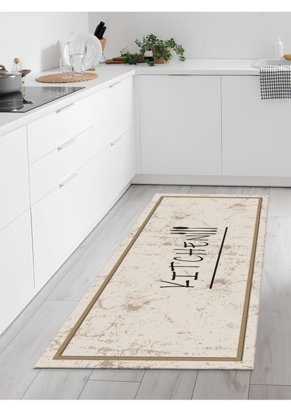 Makinede Yıkanabilir Kaymaz Taban Leke Tutmaz Dijital Baskı Mutfak Halısı
