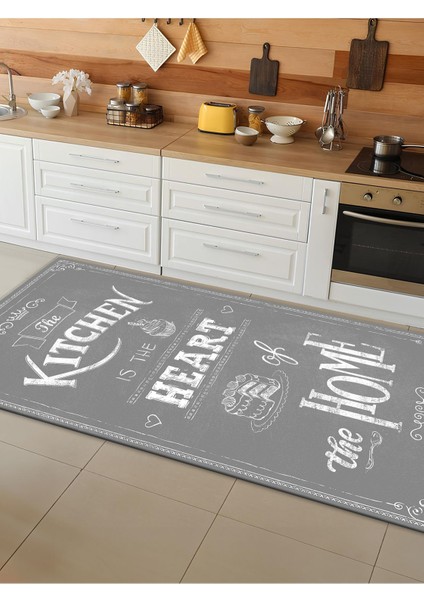 Makinede Yıkanabilir Kaymaz Taban Leke Tutmaz Dijital Baskı Mutfak Halısı