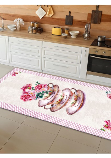 Makinede Yıkanabilir Kaymaz Taban Leke Tutmaz Dijital Baskı Mutfak Halısı