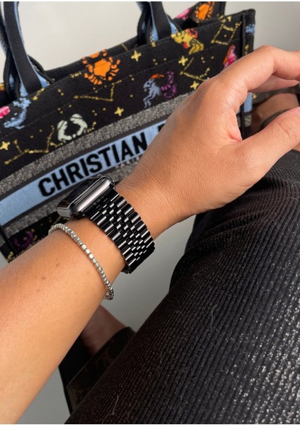 Apple Watch Siyah Renkli Paslanmaz Çelik Kordon 38-40-41 mm