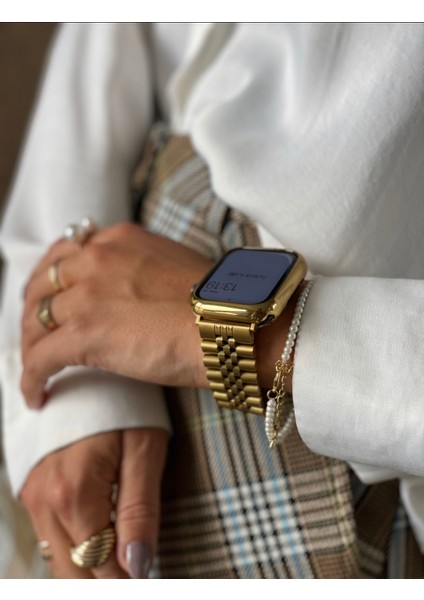 Apple Watch Gold Renkli Paslanmaz Çelik Kordon 42-44-45-49MM