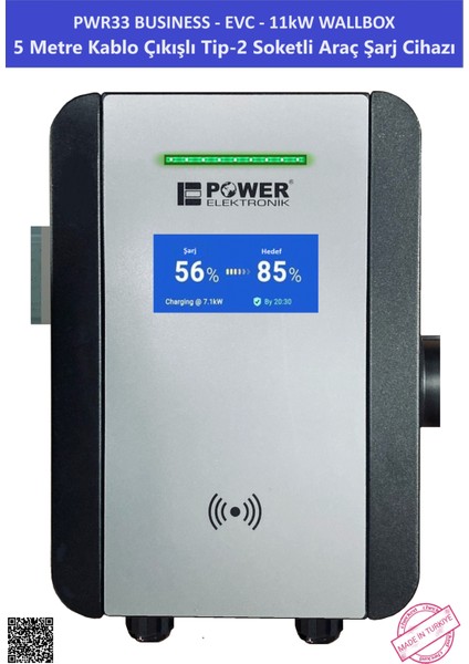 Shop | PWR33 Business -Evc-11kW Wallbox - 5 mt Kablo Çıkışlı Elektrikli Araç Şarj Istasyonu Cihazı