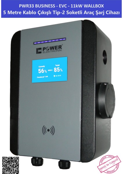 Shop | PWR33 Business -Evc-11kW Wallbox - 5 mt Kablo Çıkışlı Elektrikli Araç Şarj Istasyonu Cihazı