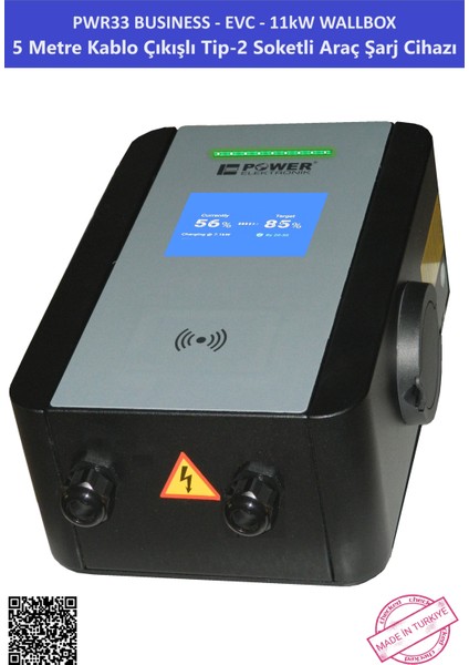 Shop | PWR33 Business -Evc-11kW Wallbox - 5 mt Kablo Çıkışlı Elektrikli Araç Şarj Istasyonu Cihazı