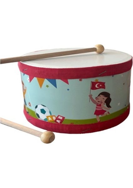 Türk Bayraklı Deri Askılı Çocuk Davulu 23NISAN Anaokulu,kreş,etkinlik,müsamere Batari,müzik Aleti 29ekim-19mayıs