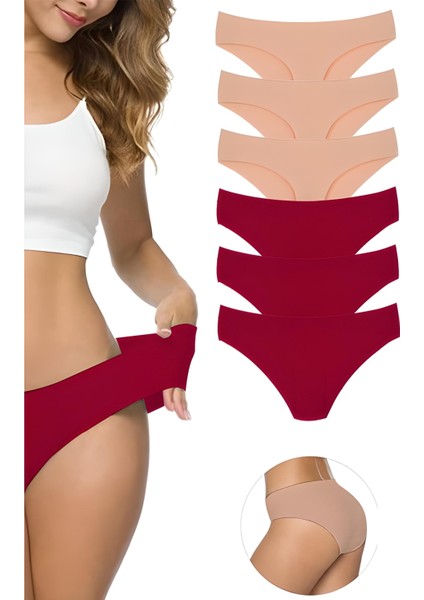 6 Adet Kadın Dikişsiz Lazer Kesim Esnek Iz Yapmayan Külot