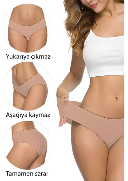 6 Adet Kadın Dikişsiz Lazer Kesim Esnek Iz Yapmayan Külot