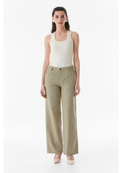 Yüksek Bel Palazzo Keten Pantolon fiyatları