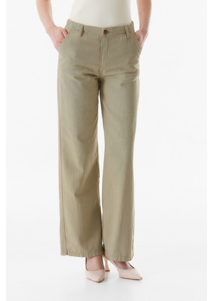 Yüksek Bel Palazzo Keten Pantolon modelleri