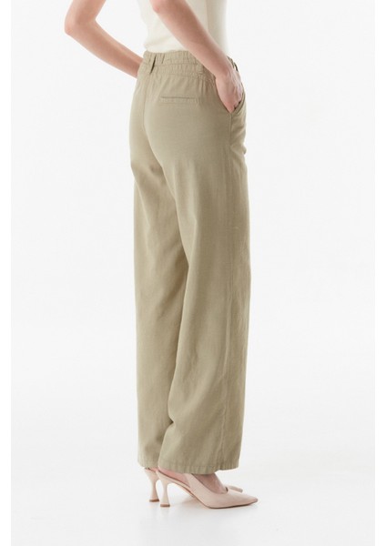 Yüksek Bel Palazzo Keten Pantolon indirimleri