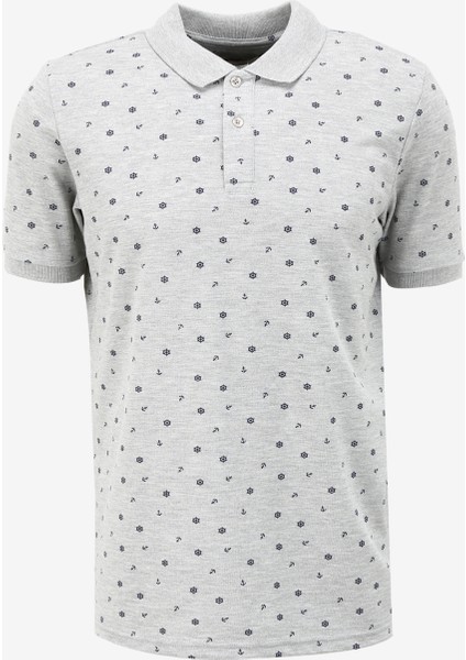 Polo Yaka Gri Melanj Erkek T-Shirt 232 Lcm 242034 Newandy Gri Melanj
