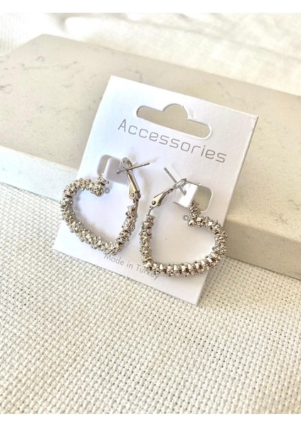 Kadın Tırtıklı Kalp Küpe modelleri