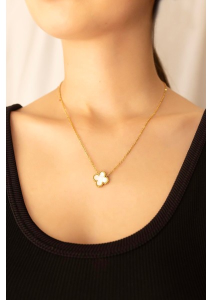 Kadın Çelik Kolye Tekli Sedef Yonca Kararmaz Kolye