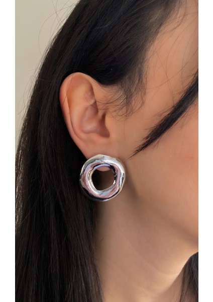 Kadın Küpe Daire Plaka Küpe