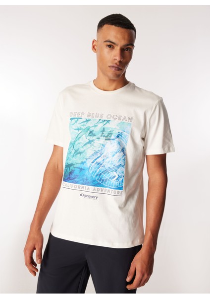 Beyaz Erkek Bisiklet Yaka Relaxed T-Shirt D4SM-TST3279 modelleri