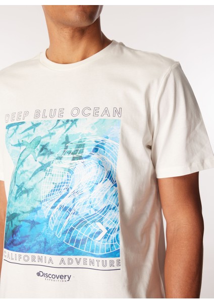 Beyaz Erkek Bisiklet Yaka Relaxed T-Shirt D4SM-TST3279 fırsatları