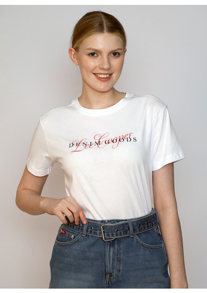 O Yaka Baskılı Beyaz Kadın T-Shirt 242 Lcf 242007 Wıld Beyaz fiyatları