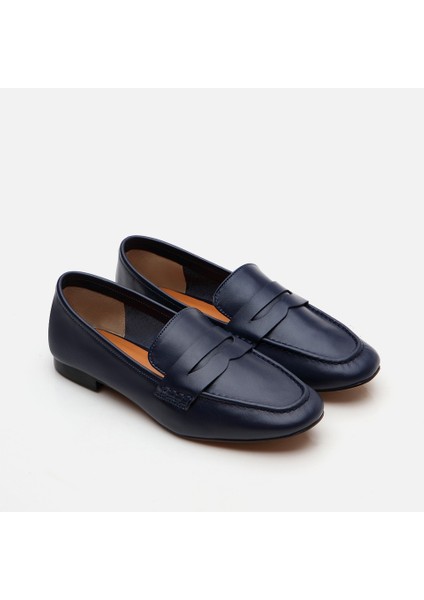 01AYH283270A680 HAKIKI Deri Lacivert Kadın Loafer