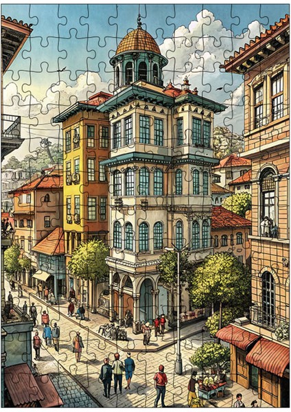 Ahşap Mdf Puzzle Yapboz Şehir Yaşamı 120 Parça 25*35 cm