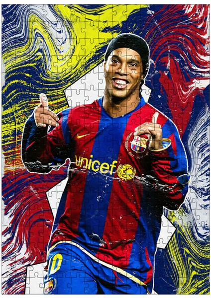 Ahşap Mdf Puzzle Yapboz Ronaldinho Futbolcu 255 Parça 35*50 cm