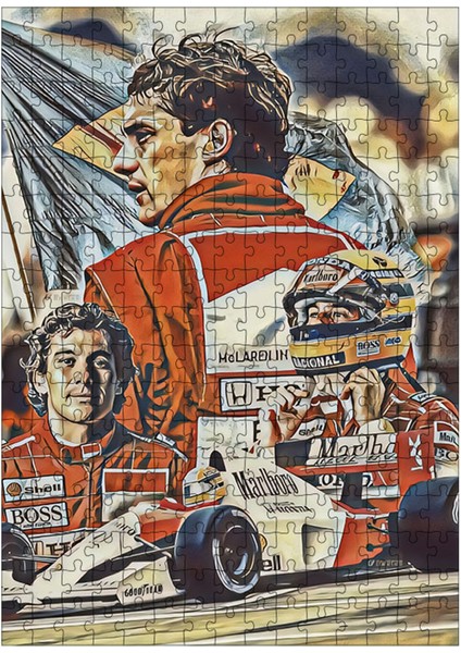 Karizma Tablo Ahşap Mdf Puzzle Yapboz Ayrton Senna Formula 1 255 Parça 35*50 cm