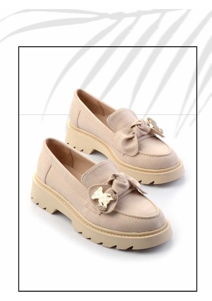 Bej Kumaş Kadın Loafer Ayakkabı K01246170804