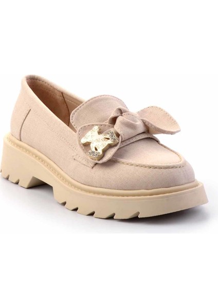 Bej Kumaş Kadın Loafer Ayakkabı K01246170804 modelleri