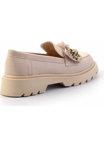 Bej Kumaş Kadın Loafer Ayakkabı K01246170804 fırsatları