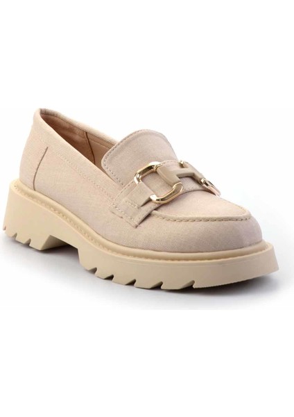 Bej Kumaş Kadın Loafer Ayakkabı K01246170504 modelleri