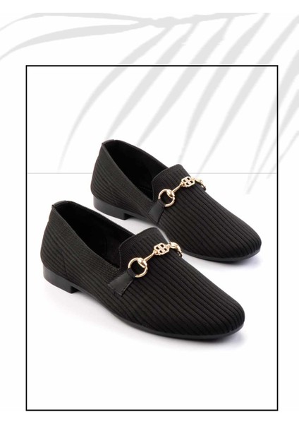 Siyah Triko Kadın Loafer Ayakkabı K01320302682