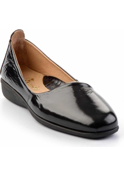 Siyah Kırışık Rugan Hakiki Deri Kadın Babet K01456222308 modelleri