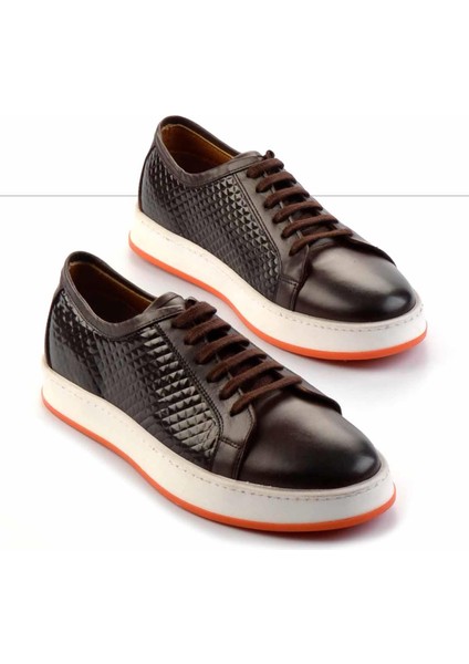 Kahve Baskılı Hakiki Deri Erkek Sneaker E01310099803