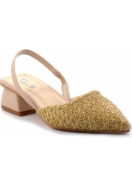 Bej Hasır Kadın Espadril Orta Topuklu Günlük Kullanım için Rahat ve Şık fiyatları