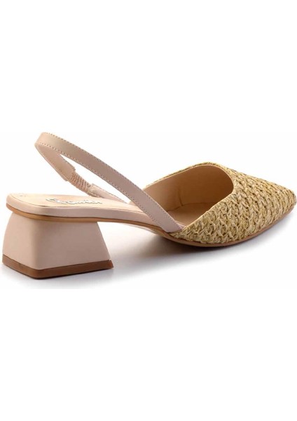 Bej Hasır Kadın Espadril Orta Topuklu Günlük Kullanım için Rahat ve Şık modelleri