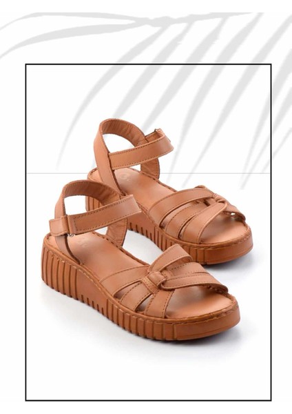 Taba Hakiki Deri Kadın Sandalet K05763092603