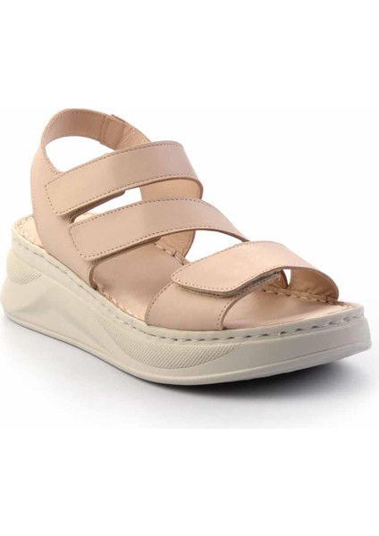 Bej Hakiki Deri Kadın Sandalet K05281018003 fiyatları