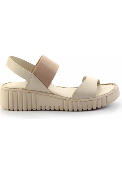 Bej Hakiki Deri Kadın Sandalet K05763093003