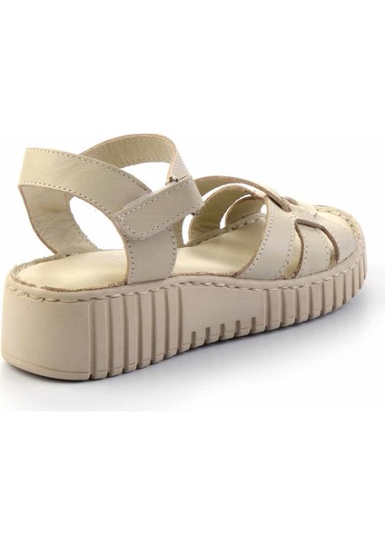 Bej Hakiki Deri Kadın Sandalet K05763092603 fırsatları