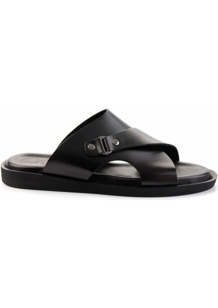 Siyah Açma Hakiki Deri Erkek Terlik E04433002914