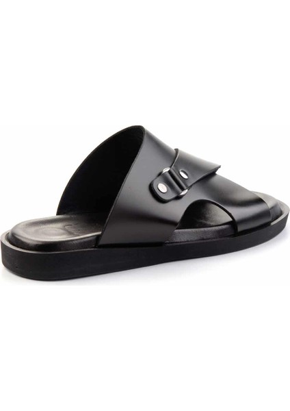 Siyah Açma Hakiki Deri Erkek Terlik E04433002914 modelleri