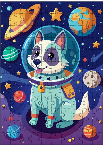 Ahşap Mdf Puzzle Yapboz Astro Köpek 120 Parça 25*35 cm